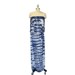 Young, Fabulous & Broke Sydney Maxi Dress Size M Tie Dye Blue Strapless